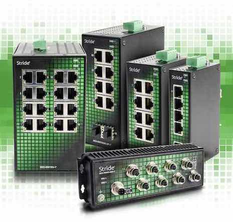 AutomationDirect’s SE2 DIN-rail Stride unmanaged industrial Ethernet switches offer up to 16 ports and select models are IP65-rated to withstand washdown environments. Courtesy: AutomationDirect