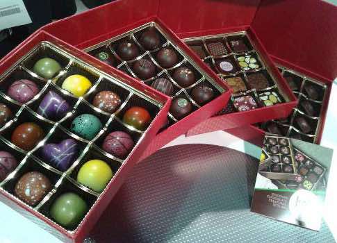 Software, drives, and controllers from Siemens operated the Hacos MDECO 3D Chocolate Decorating Machine at Pack Expo 2015 in Chicago, producing the diverse customized confections shown. Courtesy: Mark T. Hoske, Control Engineering, CFE Media