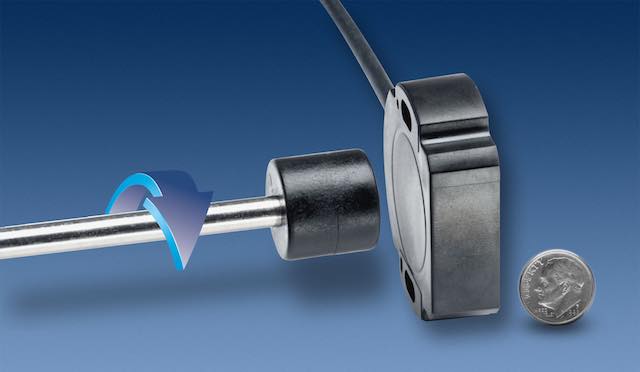 Novotechnik's RFC4800 series of touchless rotary angle sensors that provide absolute, rotary position and make measurements through air and non-magnetic materials. Courtesy: Novotechnik