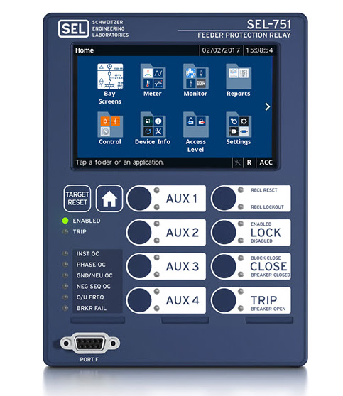 Schweitzer Engineering Labs' SEL-751 feeder protection relay is designed to let the user intuitively navigate to folders and applications with the tap of a finger and the appropriate security credentials. Courtesy: Schweitzer Engineering Labs