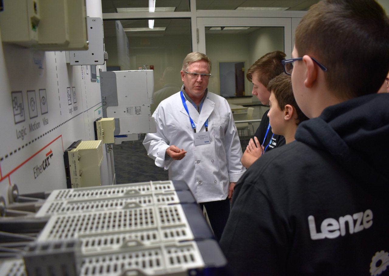 Lenze gave local middle school students a tour of their Massachusetts headquarters for a STEM career day. Courtesy: Lenze Americas