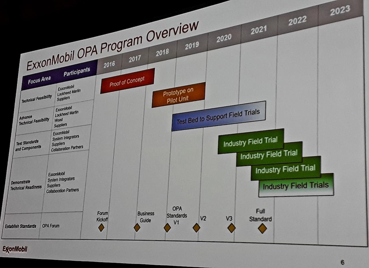 Knowledge from multiple field trials will help shape the final Open Process Automation standard in 2021, so commercial process control vendors can comply, as explained at the 2019 ARC Industry Forum by David DeBari, process control engineer, ExxonMobil Research and Engineering. Courtesy: Mark T. Hoske, Control Engineering, CFE Media