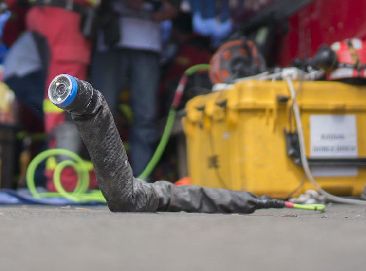 Snake-like robot helps first responders with search and rescue efforts by maneuvering into tight spaces and accessing difficult-to-reach areas. Courtesy: Carnegie Mellon University/RIA