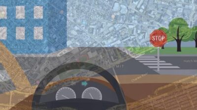 To bring more human-like reasoning to autonomous vehicle navigation, MIT researchers have created a system that enables driverless cars to check a simple map and use visual data to follow routes in new, complex environments. Courtesy: Chelsea Turner, MIT