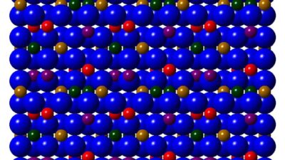An illustration shows the structure of epsilon-iron(III) oxide, an atomically thin material that is stable, stackable and unlike other iron oxides retains its unique magnetic properties at room temperature. Rice University engineers made the material with a simple method that allows it to be easily transferred and combined with other 2-D materials. Courtesy: Jiangtan Yuan/Rice University