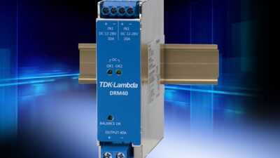 TDK Corporation's DRM40 series DIN rail mount redundancy modules is designed for industrial process control, factory automation, battery chargers, and test and measurement equipment applications. Courtesy: TDK