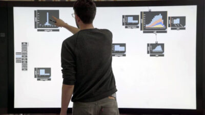 For years, researchers from MIT and Brown University have been developing an interactive system that lets users drag-and-drop and manipulate data on any touchscreen, including smartphones and interactive whiteboards. Now, they’ve included a tool that instantly and automatically generates machine-learning models to run prediction tasks on that data. Courtesy: Melanie Gonick, MIT