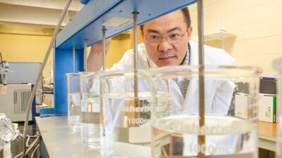 Lance Lin, civil and environmental engineering professor, is the lead investigator of a research project aiming to reduce the use of fresh water resources by the nation's power plants. Courtesy: West Virginia University