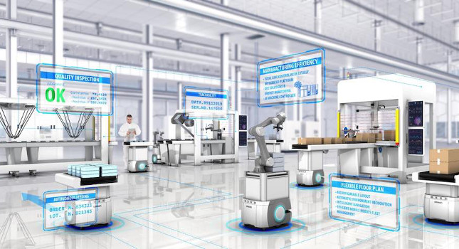 The factory of the future utilizes artificial intelligence in combination with mobile manipulators to boost quality, flexibility, efficiency and traceability. Courtesy: Omron Automation Americas