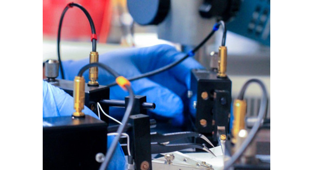 Ph.D. student Reet Chaudhuri takes measurements on the 2-D hole gas. Courtesy: Cornell University