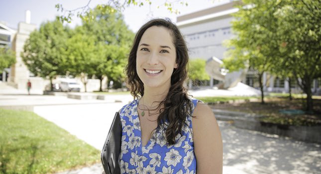 Arrielle Opotowsky, a PhD student in nuclear engineering and engineering physics at UW-Madison, is researching machine learning methods that could allow us to quickly determine where a nuclear material came from based on measurements of that material. Courtesy: Sarah Page, University of Wisconsin-Madison