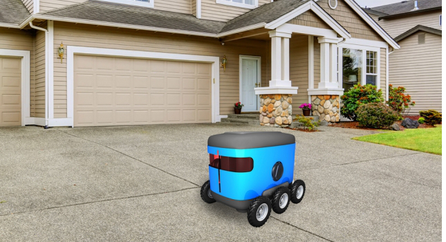 For last-mile delivery, robots of the future may use a new MIT algorithm to find the front door, using clues in their environment. Courtesy: MIT News