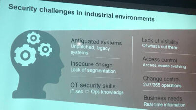 There are many security challenges in industrial environments, but two of the most notable are a lack of visibility and insecure design, which can cause many problems for companies. Courtesy: Chris Vavra, CFE Media and Technology