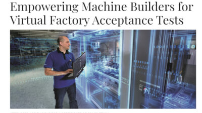 A March 31 Control Engineering webcast, “Empowering Machine Builders for Virtual Factory Acceptance Tests,” will explain how using digital twin and virtual commissioning tools can reduce costs and time to market, and harness the layers of complexity and data in machine design. It will be archived after the webcast for a year. Courtesy: Siemens and CFE Media webcasts