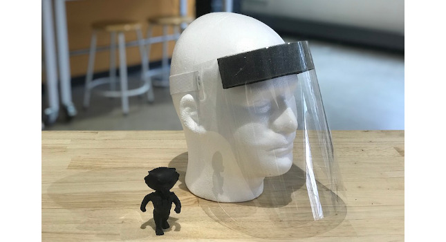 The medical face shield created by UW-Madison engineers in collaboration with local companies. Courtesy: Grainger Engineering Design Innovation Lab (makerspace) at the University of Wisconsin-Madison