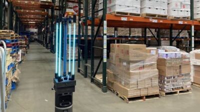 The approach uses a custom UV-C light fixture designed at CSAIL that is integrated with Ava Robotics’ mobile robot base. Courtesy: Alyssa Pierson, CSAIL