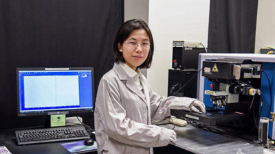 Researchers led by Shengxi Huang, assistant professor of electrical engineering and biomedical engineering at Penn State, have altered 2D materials to enhance light emission and increase signal strength. Courtesy: Penn State University