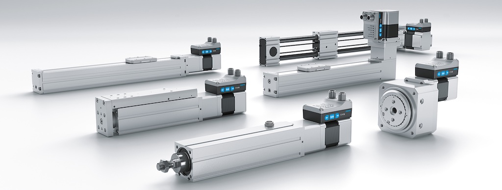 These SMS axes from Festo provide an economical and easy-to-use solution for electric motion. Courtesy: Festo