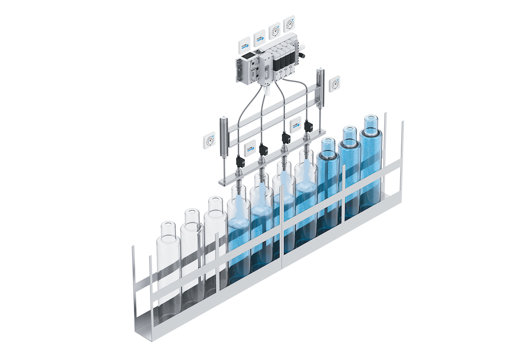 Festo flow control: Controlling several flow rates with just one piece of hardware is now possible using the Flow Control app for the Festo Motion Terminal. Courtesy: Festo