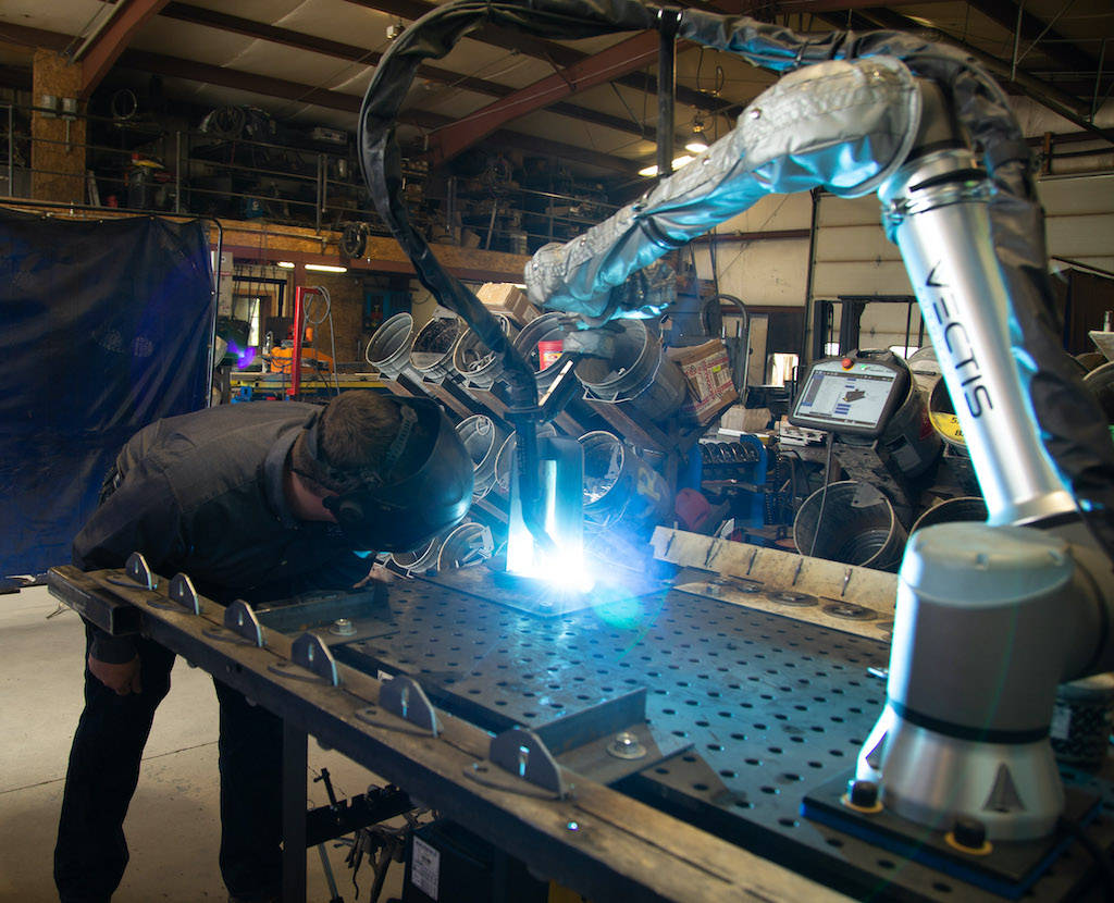 A collaborative robot welding application kit brings seamless plug-and-play functionality to the shop floor. Courtesy: Universal Robots/Association for Advancing Automation (A3)