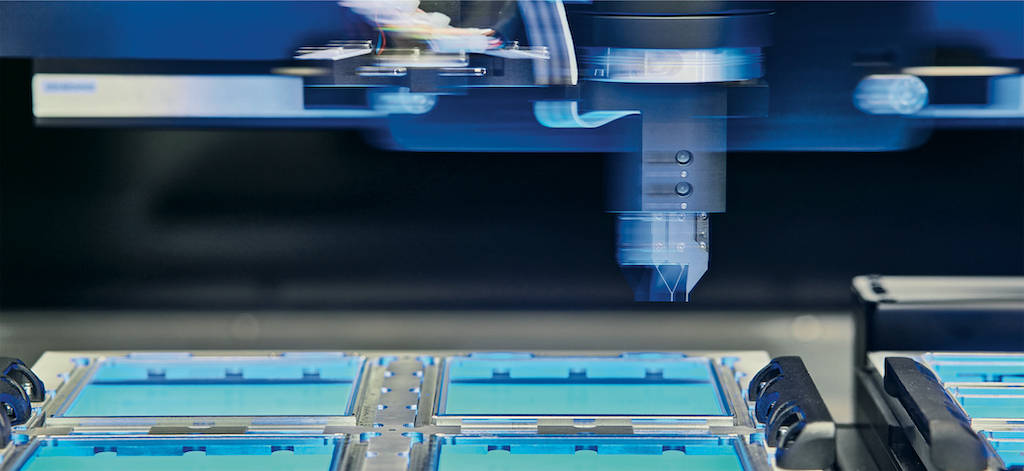 Modular and highly precise assembly system from Aixemtec uses PC-based control that integrates machine vision software. Courtesy: Beckhoff Automation