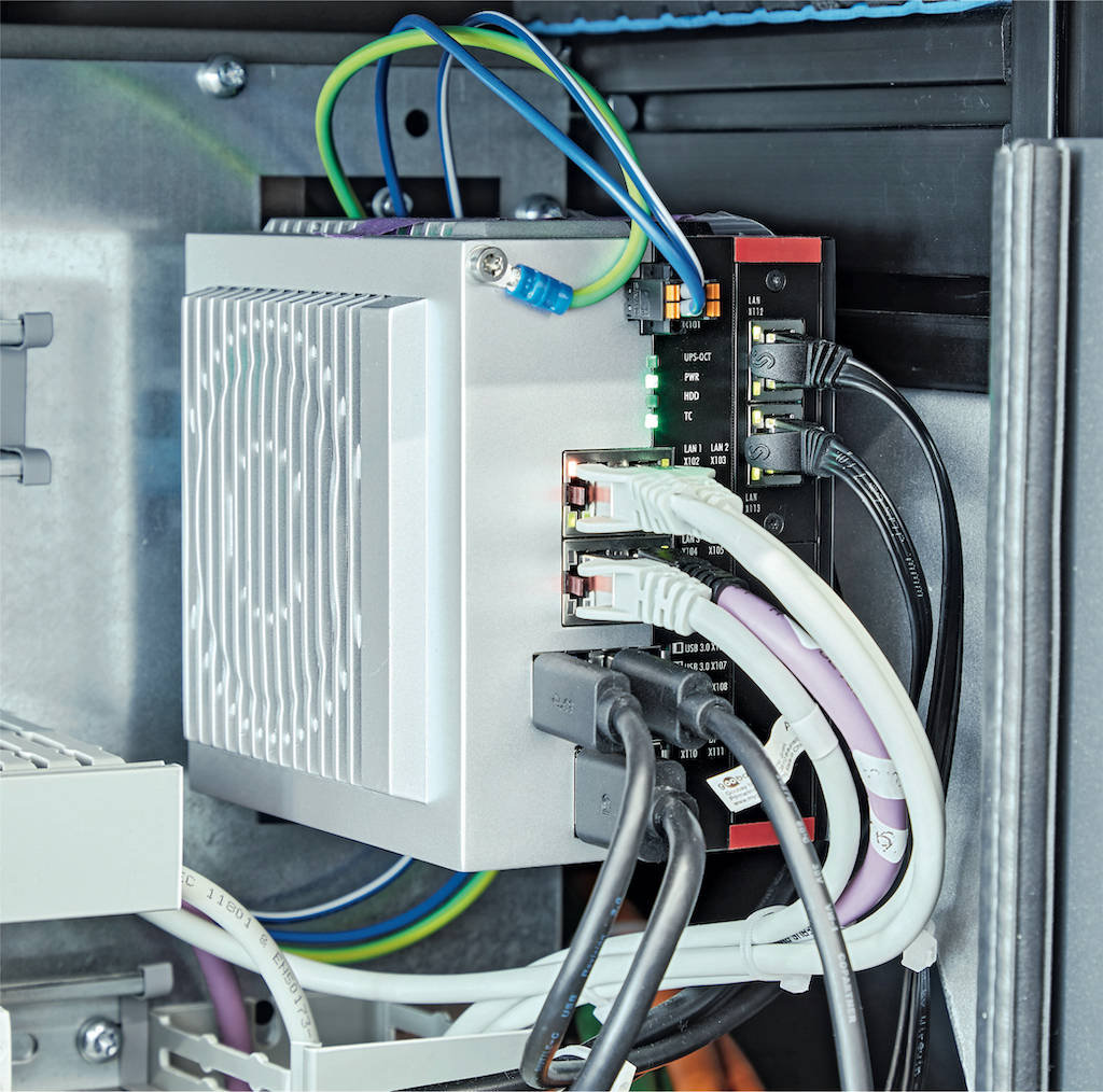 The high-performance Beckhoff Automation C6032 ultra-compact Industrial PC controls all machine and process sequences with numerous TwinCAT software functions, such as TwinCAT Vision, open vision system software and fast control processes in the sub-millisecond range. Courtesy: Beckhoff Automation