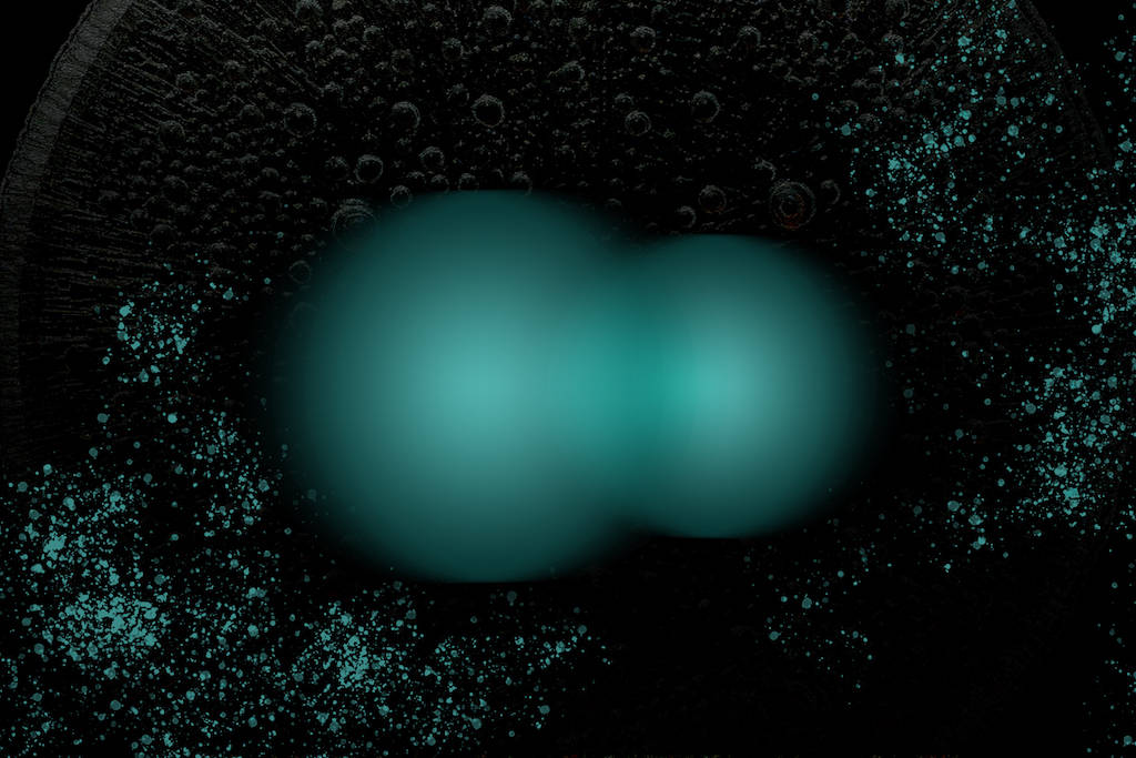 MIT physicists have detected a hybrid particle in an unusual, two-dimensional magnetic material. The hybrid particle is a mashup of an electron and a phonon. Courtesy: Christine Daniloff, MIT
