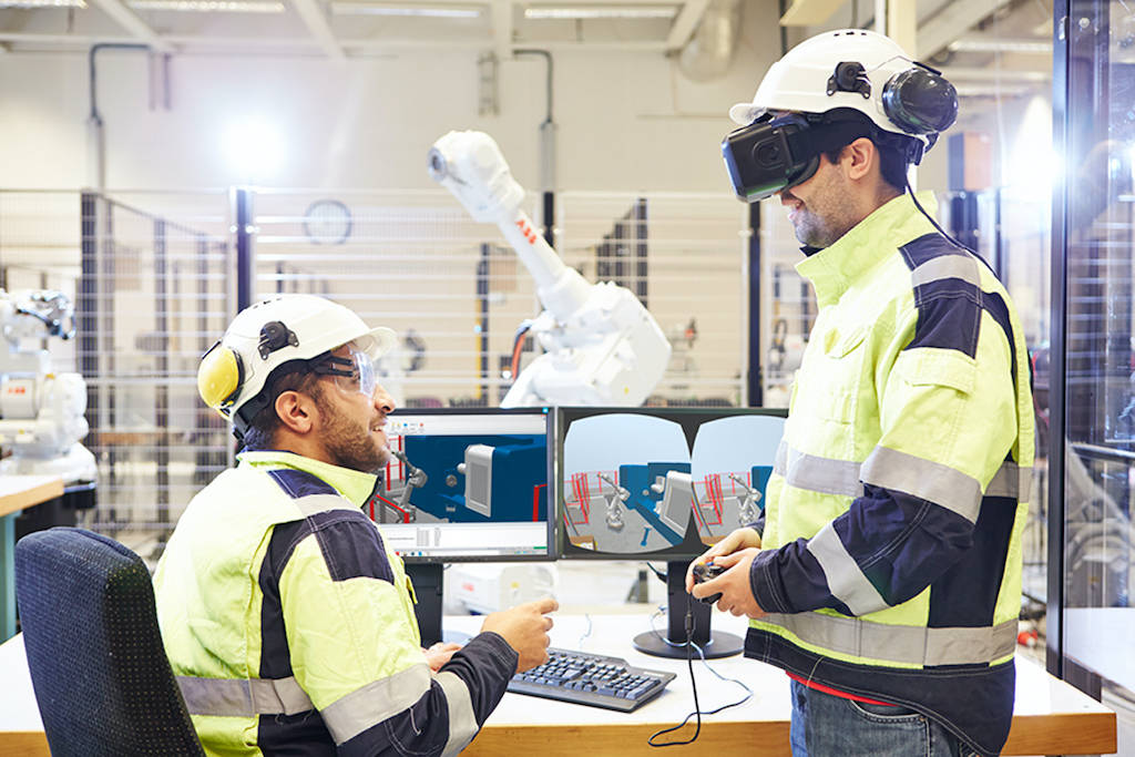 ABB Picking PowerPac can simulate advanced picking and packing systems. This ABB RobotStudio add-in can enable 3D simulation of multi-robot picking or packing systems. A technician can quickly create a simulation with real cycle times based on actual product flows with 1-10 robots and up to 4 conveyors. Courtesy: ABB Robotics