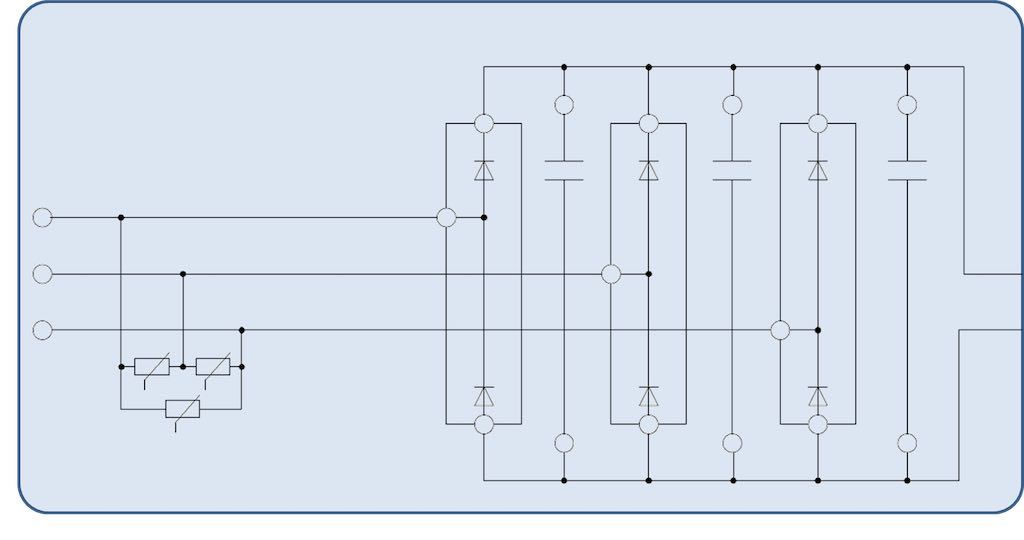 A rectifier/converter is one of the three primary sections of a VFD’s main power circuit and first in terms of power flow. Courtesy: Yaskawa America Inc.