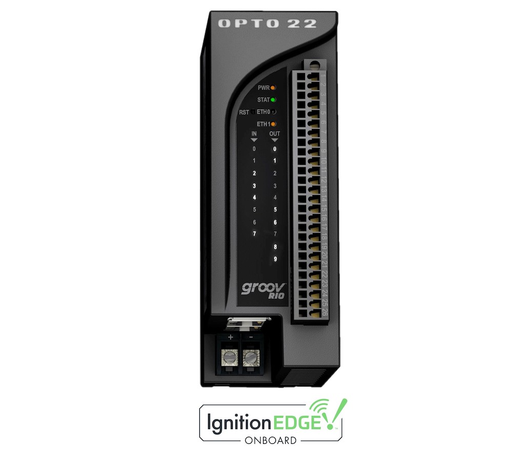 Opto 22’s groov RIO MM2 provides secure, standalone universal I/O, protocol translation, and data processing to securely transmit I/O and PLC data directly to backend systems on-premises or in the cloud. Courtesy: Opto 22