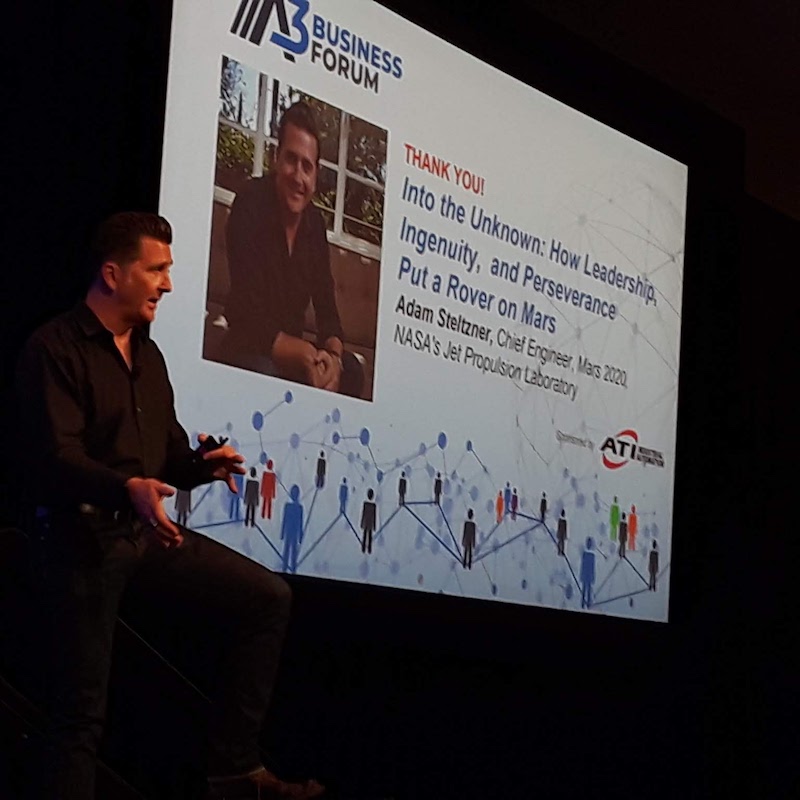 Adam Steltzner, chief engineer, Mars 2020, NASA's Jet Propulsion Laboratory, while discussing robotic missions to Mars, gave advice about using Ingenuity* and Perseverance* to succeed (*Mars rover names). Courtesy: Mark T. Hoske, Control Engineering, CFE Media and Technology