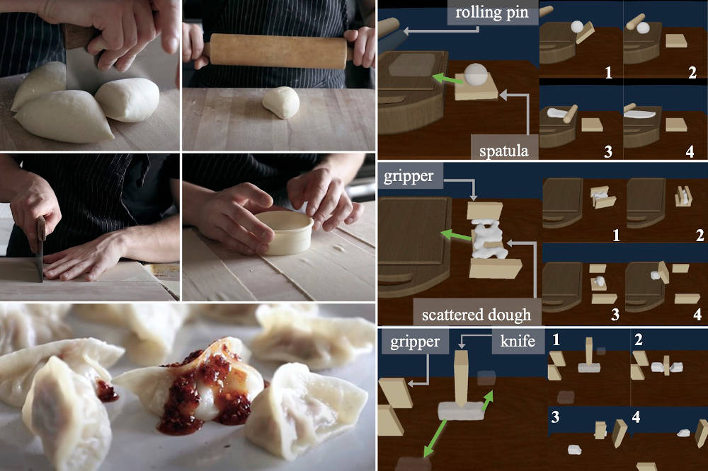 Researchers from MIT and elsewhere have created a framework that could enable a robot to effectively complete complex manipulation tasks with deformable objects, like dough or cloth, that require many tools and take a long time to complete. Courtesy: Massachusetts Institute of Technology (MIT)