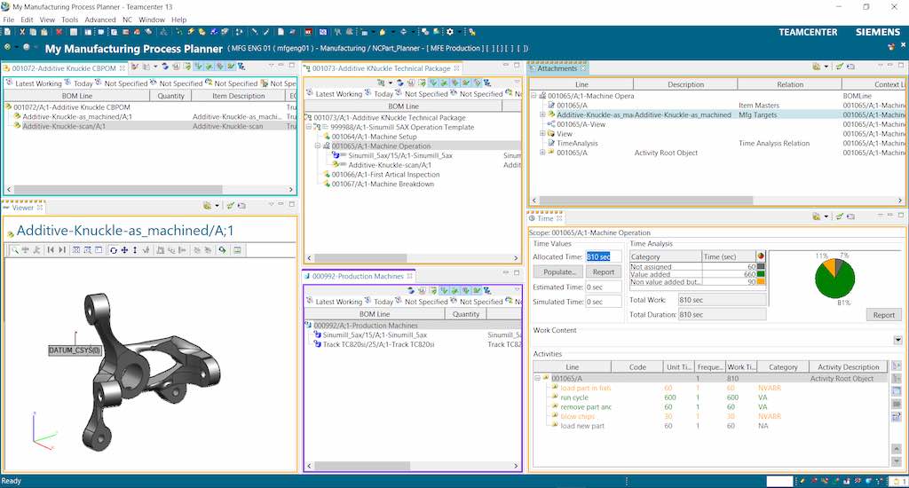 At IMTS 2022, Siemens showed how its Teamcenter Manufacturing software defines the part manufacturing plan. Courtesy: Siemens