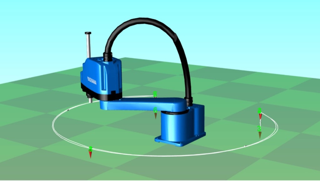 Figure 3: Fast positioning of joints results in arced path trajectory. Courtesy: Yaskawa America Inc.