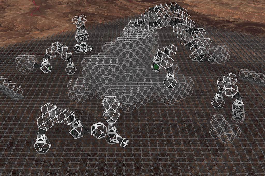 The new study shows that both the assembler bots and the components of the structure being built can all be made of the same subunits, and the robots can move independently in large numbers to accomplish large-scale assemblies quickly. Courtesy: Massachusetts Institute of Technology