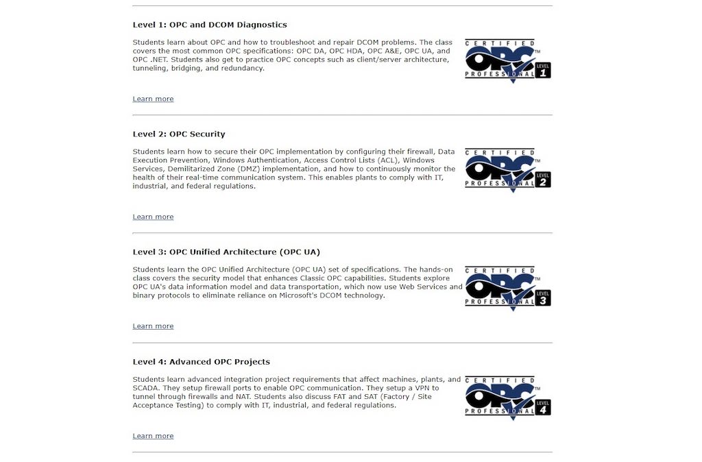 OPC Training Institute offer training and services related to OPC and DCOM, on topics including OPC and DCOM diagnostics, OPC security, OPC Unified Architecture (OPC UA) and advanced OPC projects. Learn more at https://www.opcti.com/OPC-course-abstracts.aspx. Courtesy: OPC Training Institute