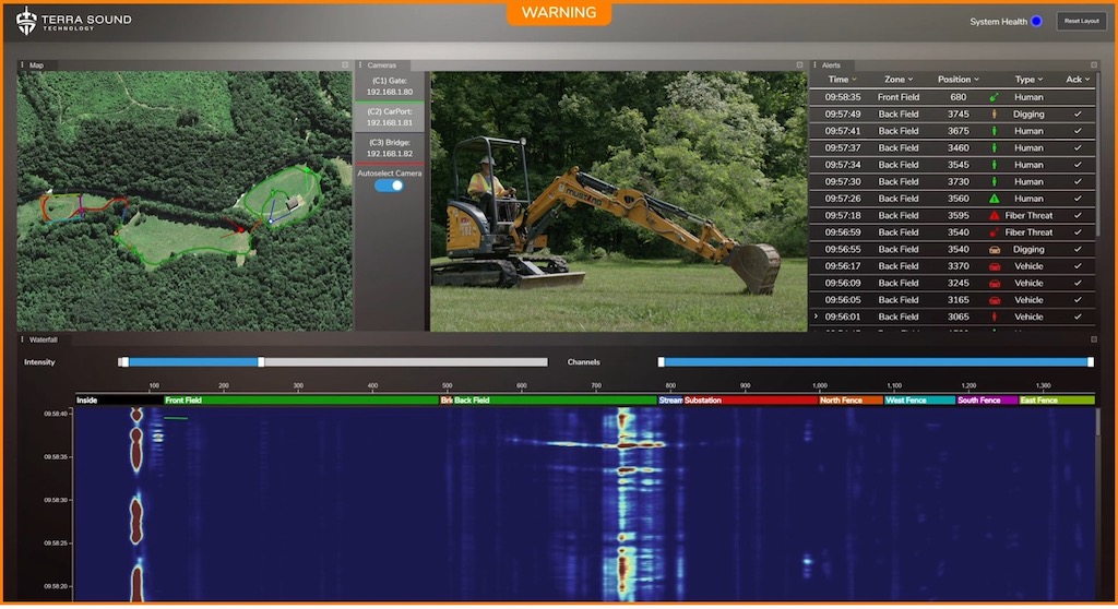 Fiber-optic sensing methods such as distributed acoustic sensing (DAS) can scale to protect thousands of miles of pipeline with a small footprint. Courtesy: Terra Sound