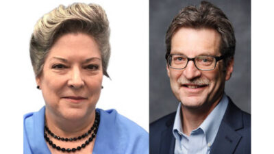 Roberta Nelson Shea of Universal Robots and Jeff Burnstein of A3 are selected for the 2023 Joseph F. Engelberger Robotics Awards. Courtesy: Universal Robots, A3