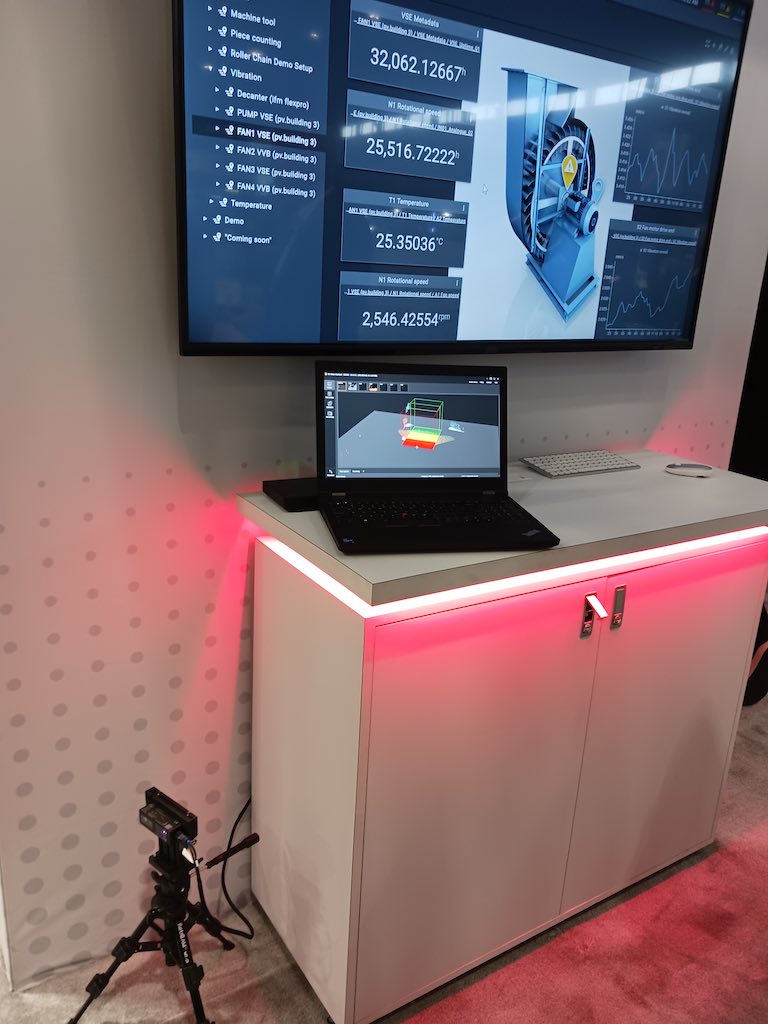 The ifm efector vision assistant helps with load tracking and obstacle detection so the robot maker can focus more easily on robot functions, as shown at ProMat 2023. Courtesy: Mark T. Hoske, Control Engineering, CFE Media and Technology