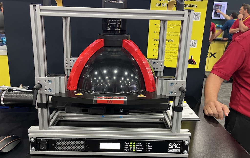 The trevista dome from SAC, which is connected to Cognex software, as a way to inspect a surface using a combination from 2D and 3D games. Courtesy: Chris Vavra, CFE Media and Technology