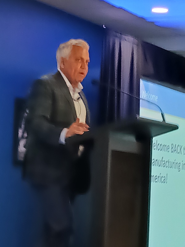 Raj Batra, president of Siemens Digital Industries USA and of the Siemens Foundation, an organization designed to help fill skills gap, opened the 2023 Manufacturing in America Summit by discussing how digitalization is helping automation advance manufacturing and other industrial applications. Courtesy: Mark T. Hoske, Control Engineering, CFE Media and Technology