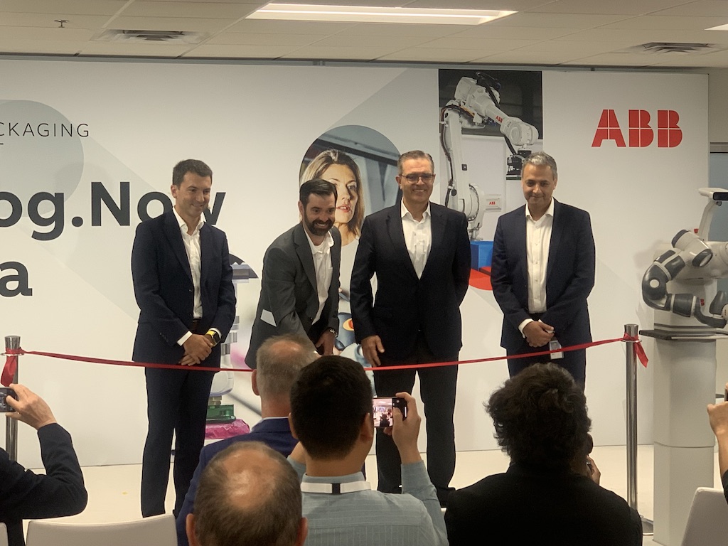 Left to right: Daniel Navarro, ABB Robotics managing director for consumer segments and service robotics; John Bubnikovich, ABB Robotics Division president, US; Sami Atiya ABB Robotics & Discrete Automation Division president; Ali Raja - ABB Robotics VP consumer segments, US. Courtesy: ABB Robotics