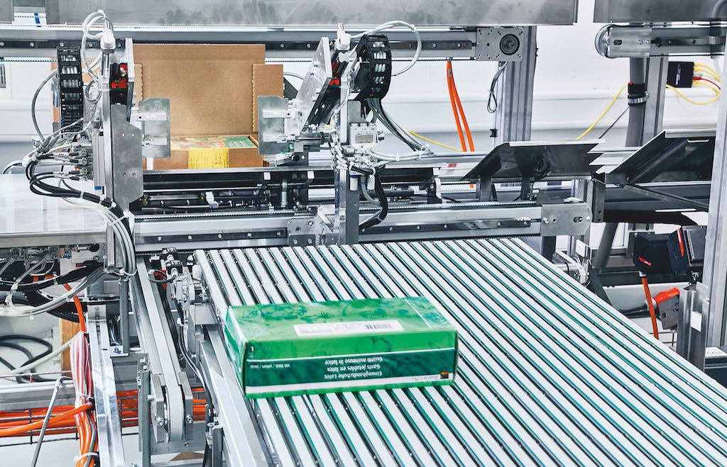 Right-size-packaging machines, such as Kern AG’s PackOnTime system, increase sustainability in intralogistics by reducing waste cardboard and optimizing density in delivery vehicles. Courtesy: Beckhoff Automation