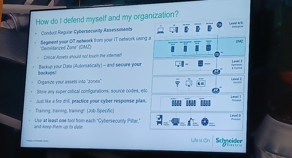 Constantine Antoniou, cybersecurity business consultant, Schneider Electric, asked the audience to consider these questions before they might have to answer questions relating to a cybersecurity breach. Courtesy: Control Engineering video, Schneider Electric 