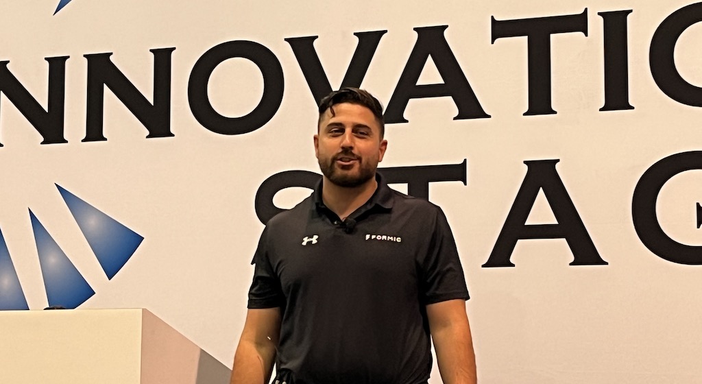 Misa Ilkhechi, co-founder, VP of products and partnerships, Formic, in his presentation “Overcome operational challenges with robotics as a service,” at Pack Expo in Las Vegas. Courtesy: Chris Vavra, CFE Media and Technology