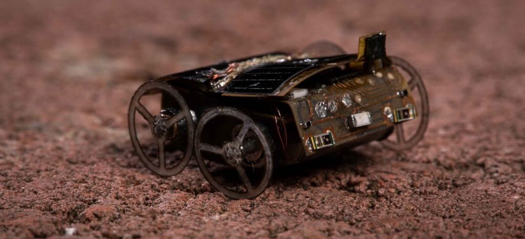 The tiny robot is able to move across a variety of surfaces, including concrete and packed soil. Courtesy: Mark Stone, University of Washington
