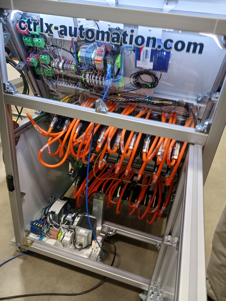 Figure 7: Cable space savings results with one-cable technology used in this 40-axes motion control application, demonstrating the Bosch Rexroth ctrlX Automation system. 