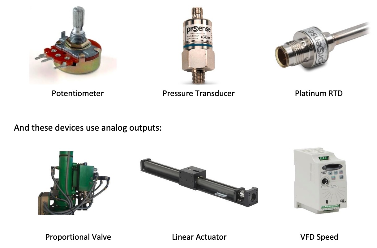 Figure 6: Examples of analog I/O devices. 