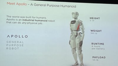 Apollo is a humanoid robot made by Apptronik that is designed to perform any physical job a human can.