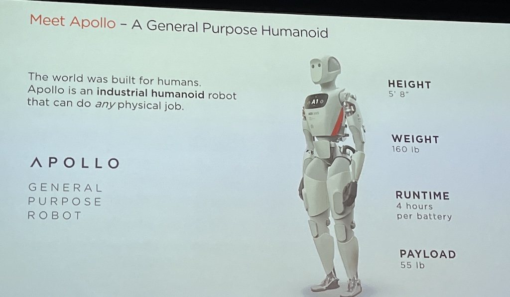 Apollo is a humanoid robot made by Apptronik that is designed to perform any physical job a human can.